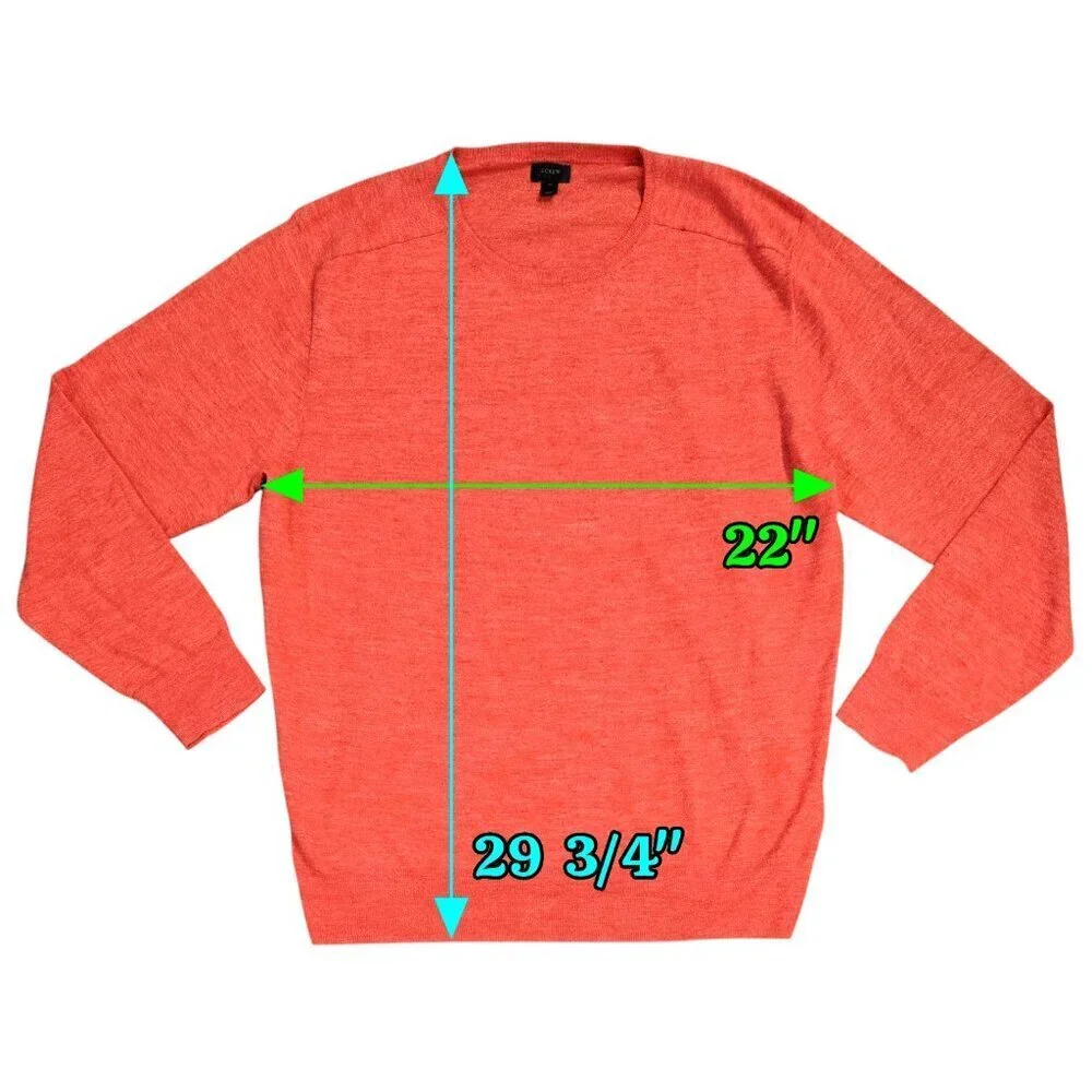 J. Crew Linen Blend Heather Orange Red Crew Neck Lightweight Sweater C4089